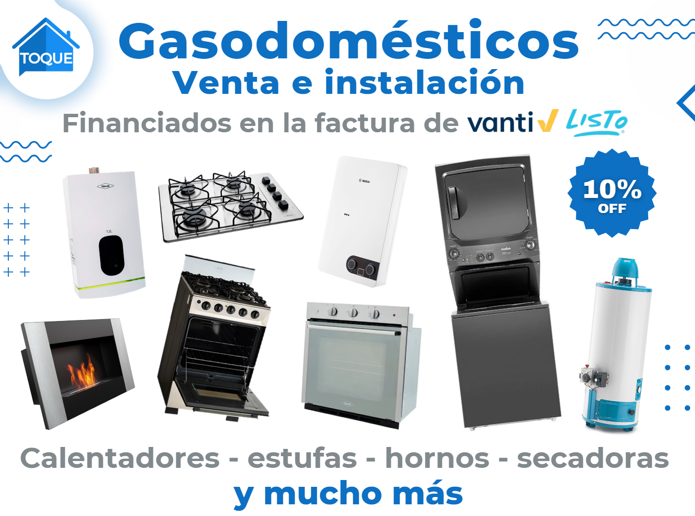 Venta e instalación de gasodomésticos - Toque de Hogar